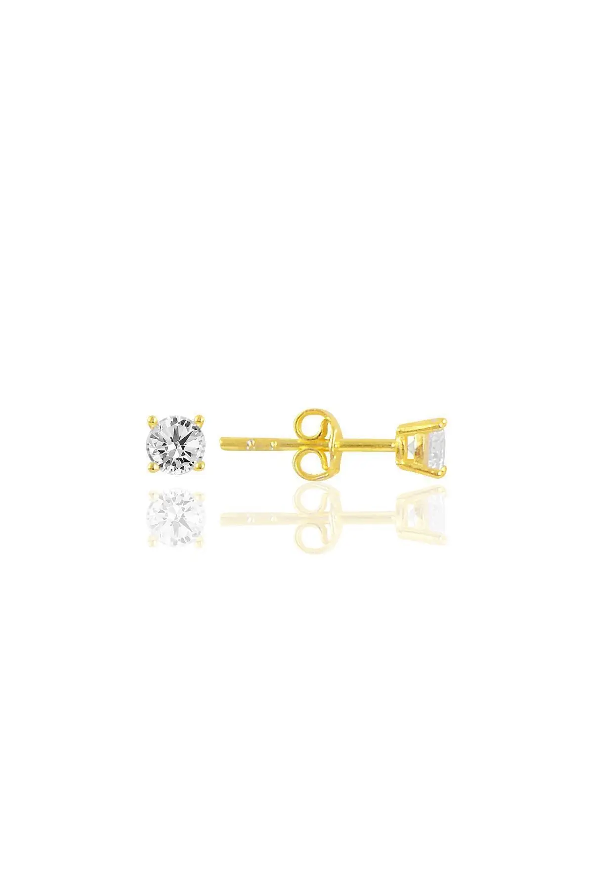 Silver Gold Gilded Diamond Montürlü Single Stone Earring, Women 'S Accessories, Women 'S Earrings, Earrings, Jewelry, women's Jewelry