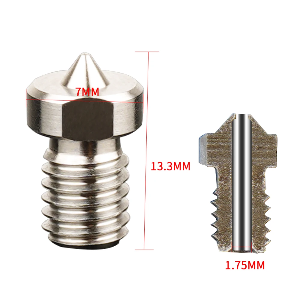 KINGROON 5pcs E3D V5 V6 Nozzle M6 Thread Titanium Alloy Nozzles 3D Printer Extruder Hotend Nozzle for 1.75mm Filament