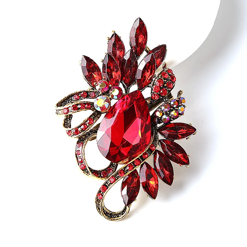 Crystal Flower Brooches For Women Vintage Fashion Simple Design Pin Winter Jewelry 6 Colors Avaible Brooch Pin Gift