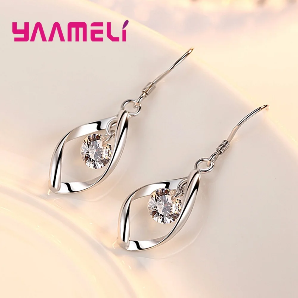 CZ Necklace Earring Bridal Jewelry Sets Wholesale 925 Sterling Silver Shining Cubic Zirconia Water Drop Wedding Engagement