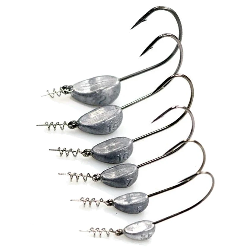 5pcs a lot 3.5g 5g 7g 10g 15g 18g 21g Screw Jig Head Fishing Hooks Stand Up Head Hook with Screw-in bait keeper