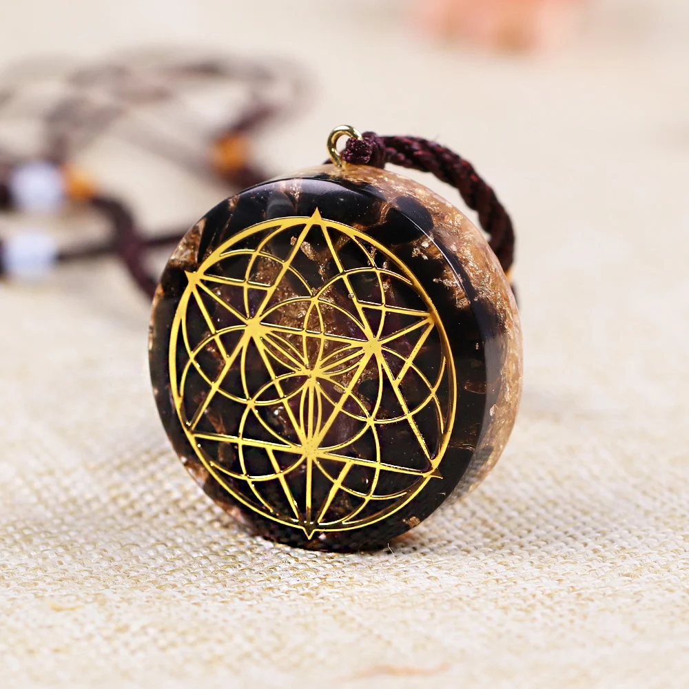 Seed of life Ancient Orgon Energy Crystal Pendant Chakra Symbol Orgonite Transport Necklace Natural Stone Reiki Healing