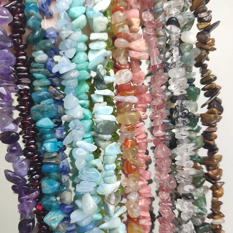 5–8 mm unregelmäßige Form, freiformige Chips, Natursteinperlen, dunkelroter Granat, für die Schmuckherstellung, DIY-Armband, Halskette, 33'' Stränge – Detail 5