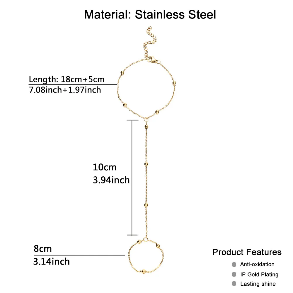 MinaMaMa Stainless Steel Wrist Chain Finger Bracelets For Women Fashion Finger Hand Chain Jewelry Gifts