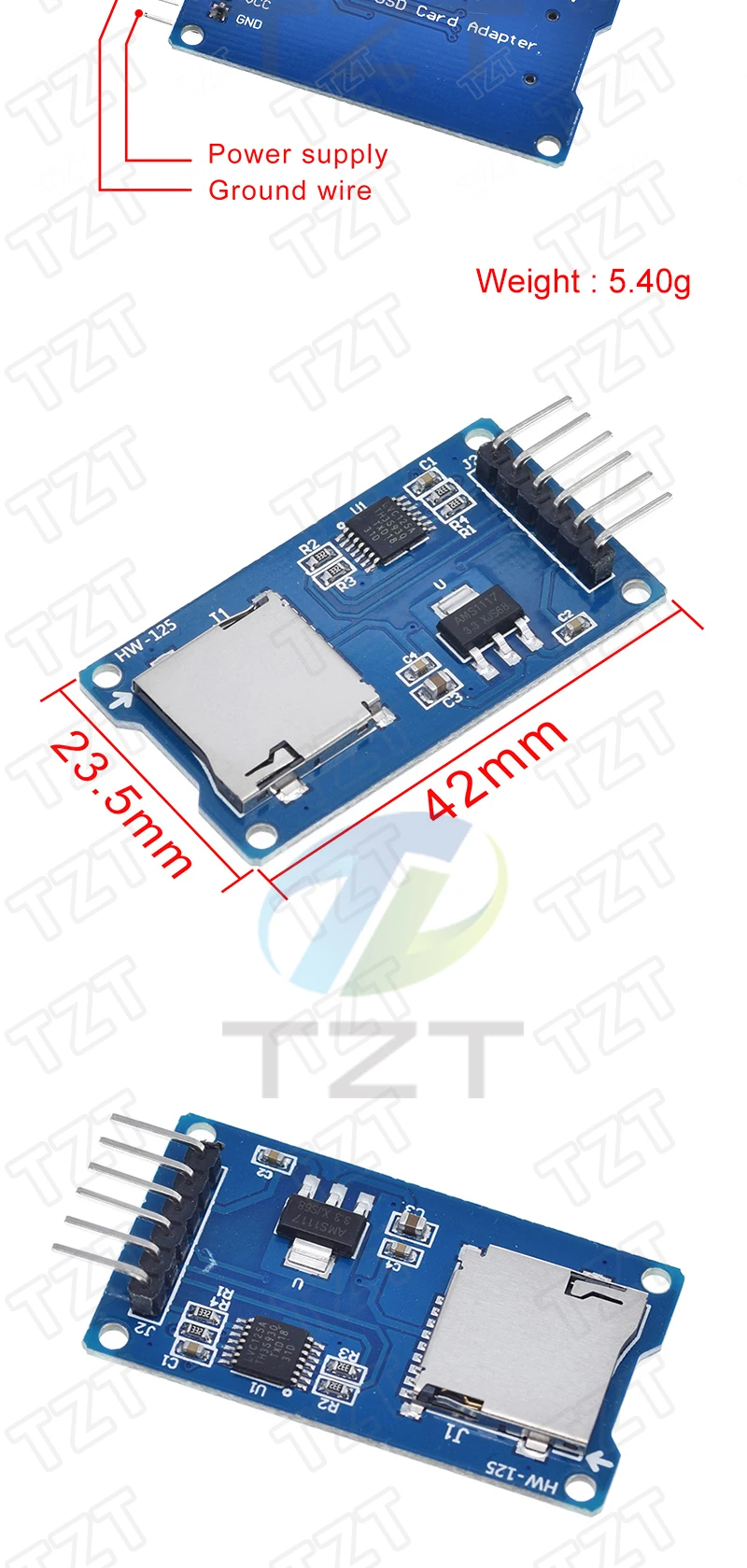 D1 Mini TF-Kartenmodul Micro SD Speichererweiterungsplatine Mini Micro SD TF-Karte Memory Shield Modul mit Pins für Arduino ARM AVR – Detail 6