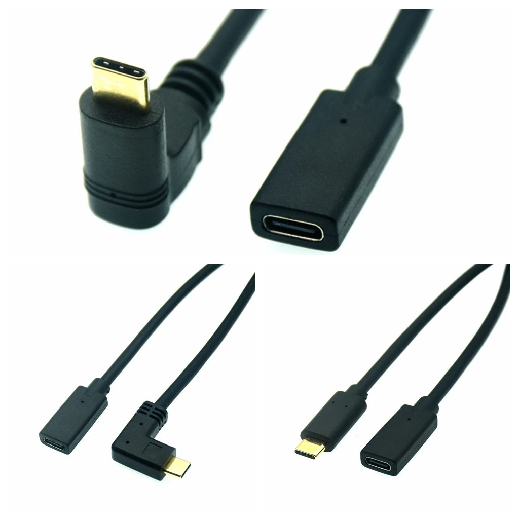 10 Gb/s 100 W 5 A PD 4K USB-C USB 3.1 Typ C 90 stopni kąt prosty Przedłużacz męski na żeński z otworem na śrubę do montażu panelowego — zdjęcie 4