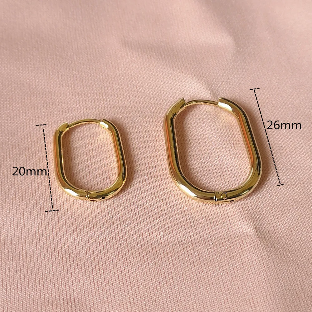 Gold-Color IP Plating 316 Stainless Steel U-Shape Hoop Earrings No Fade Allergy Free Classical Brief Style