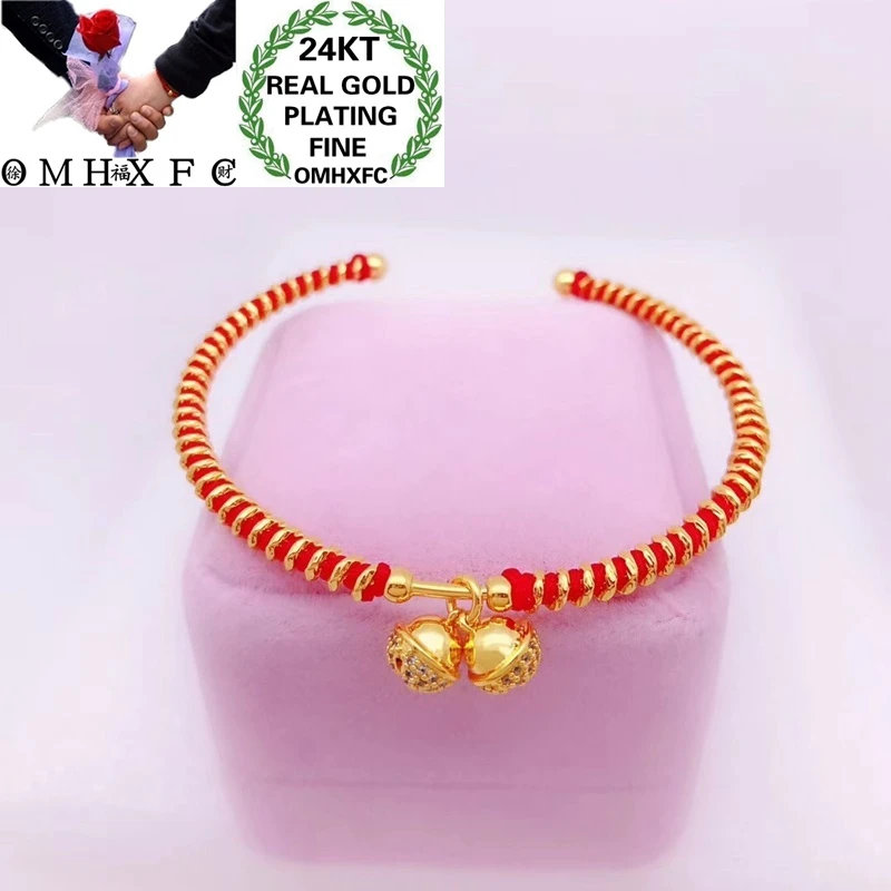 OMHXFC Jewelry Wholesale YM433 European Fashion Fine Woman Girl Party Birthday Wedding Gift Bell AAA Zircon 24KT Gold Bracelet