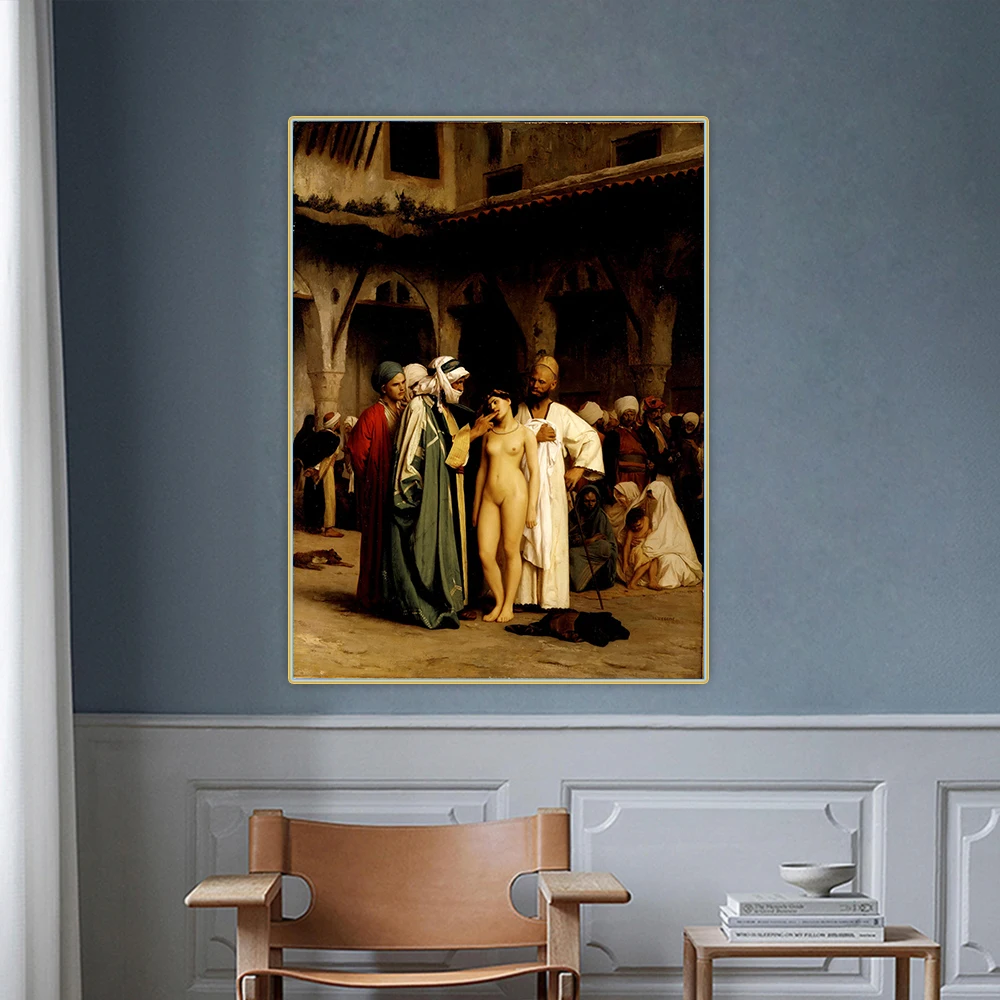 The Slave Market 1866 by Jean Leon Gerome Canvas Art Oil Decorative Painting Aesthetic Picture Wall Decor Home Decoration