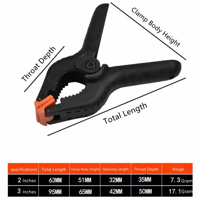 2-10 Pcs Woodworking Spring Clamps 2/3 Inch DIY Tools Plastic Nylon Clip A Type Clamp Woodworking Holding Spring Clip