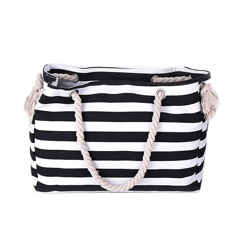 2023 Special Big Stripe Shoulder Handbags Shopping Bag Beach Handbag New Fashion Canvas Bag Wild Rough Striped Beach Bag