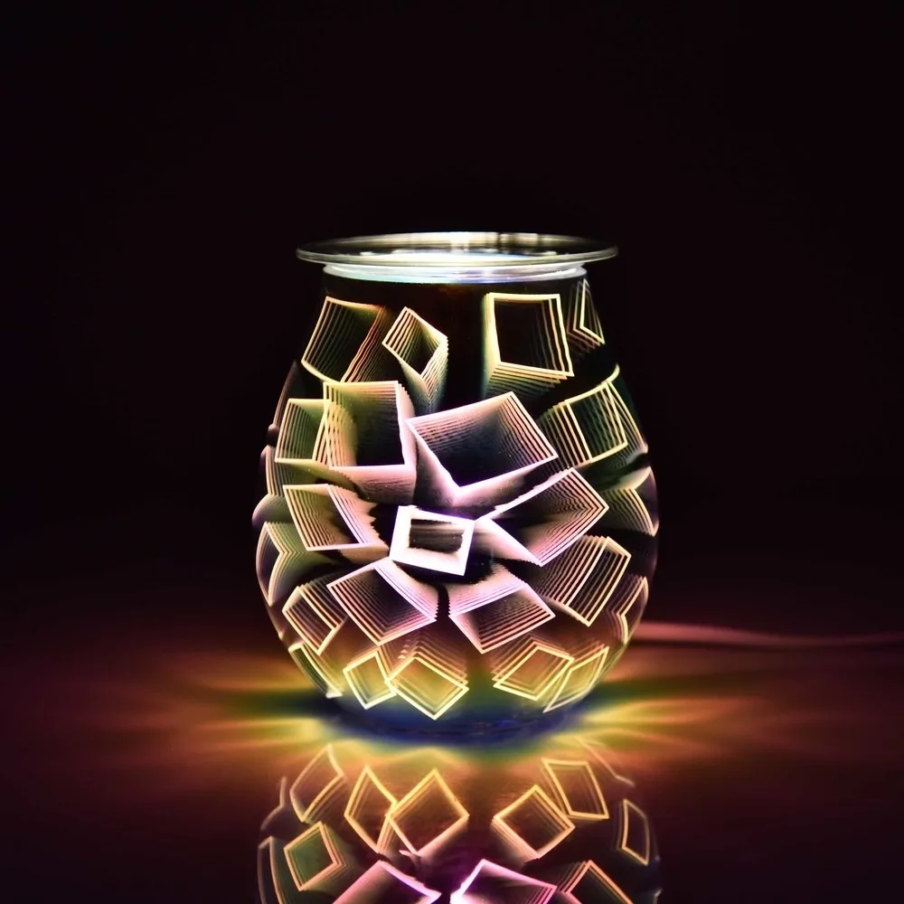 Diffusore di Olio essenziale di Vetro Cera Si Scioglie Scaldino Elettrico Bruciatore di Profumo di Incenso Cera Crostata Luce di Notte Aroma Regali Decorativi Decor