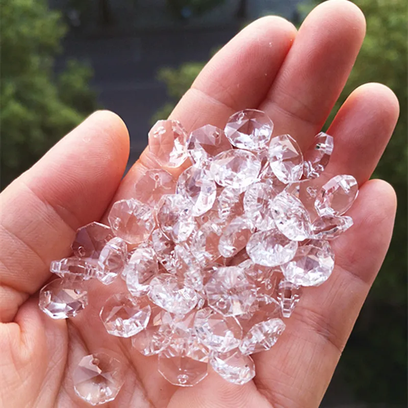 Top Quality Kinds Sizes Clear Crystal Octagonal Beads 2Holes Garland Strands Wedding Table Decoration Diy Suncatcher Accessories