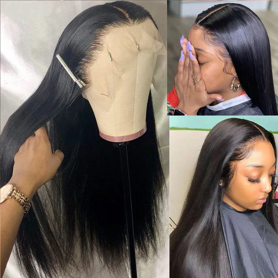 Wig Frontal renda lurus tulang 13x6 Hd Wig sebelum dipetik Remy Brasil 13x4 Wig rambut manusia depan 100% renda lurus untuk wanita