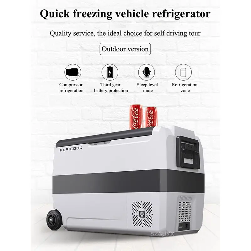 Refrigerador de coche para el hogar, caja de refrigeración para almacenamiento de alimentos, compresor portátil para exteriores, congelador con carro