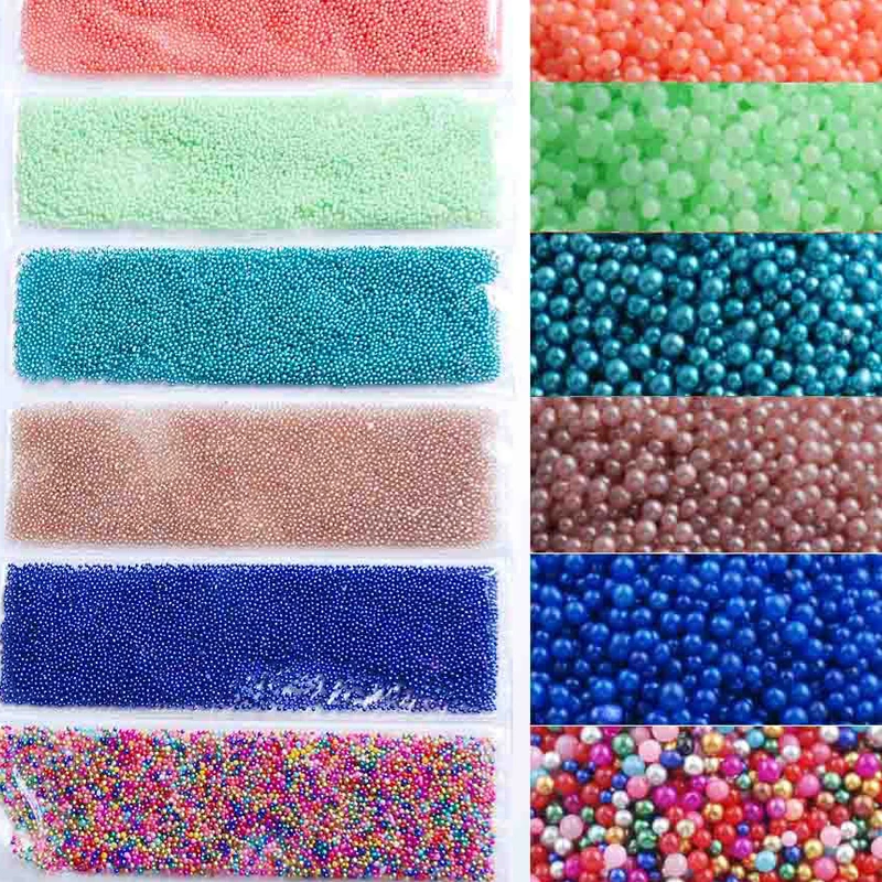 1 Pack 6 Designs Nail Art Studs Rhinestones Mixed Sizes Caviar Micro Beads Crystal AB Glass 3D Metal Balls for Manicure Decor