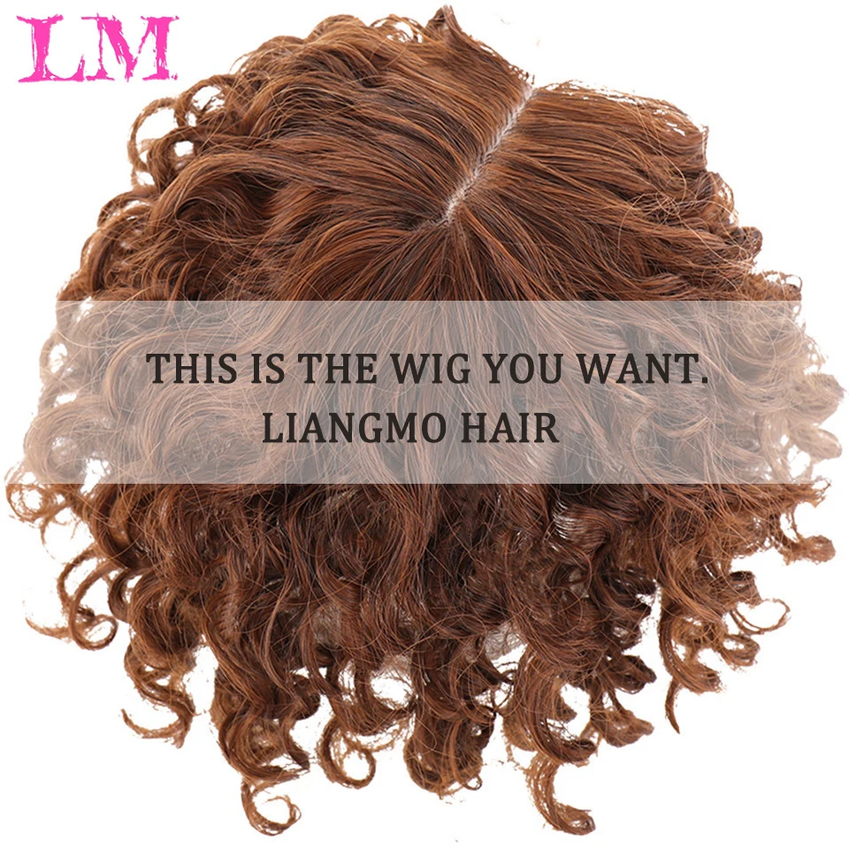 LM Wig Female Head Replacement Block Curly Hair Corn Beard Simulation Perm Partial Top Realistic Replacement Piece