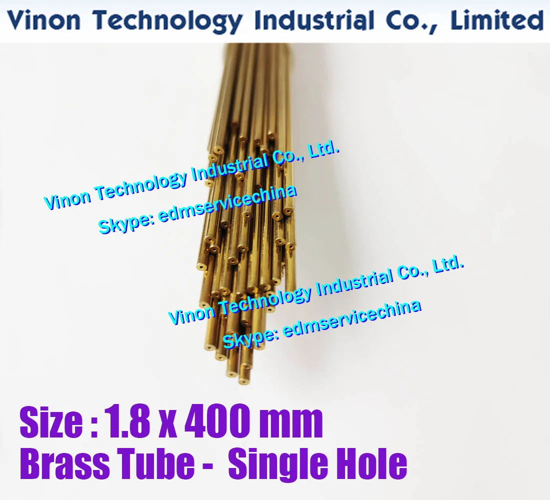 (50PCS/LOT) 1.8x400MM EDM Brass Tube Single Hole, Brass EDM Tubing Electrode Tube Single Channel, Diameter 1.8mm, 400mm Long