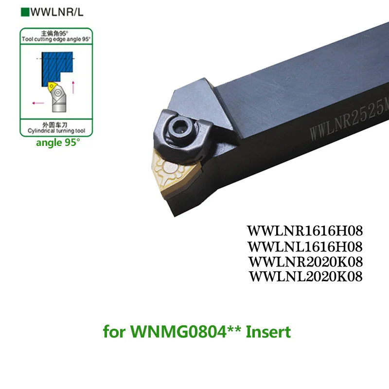 1pc WWLNR1616H08 WWLNR2020K08 16mm 20mm Lathe CNC Cutter Tools Machining Boring Bar WWLNR WWLNL External Turning Tool Holder