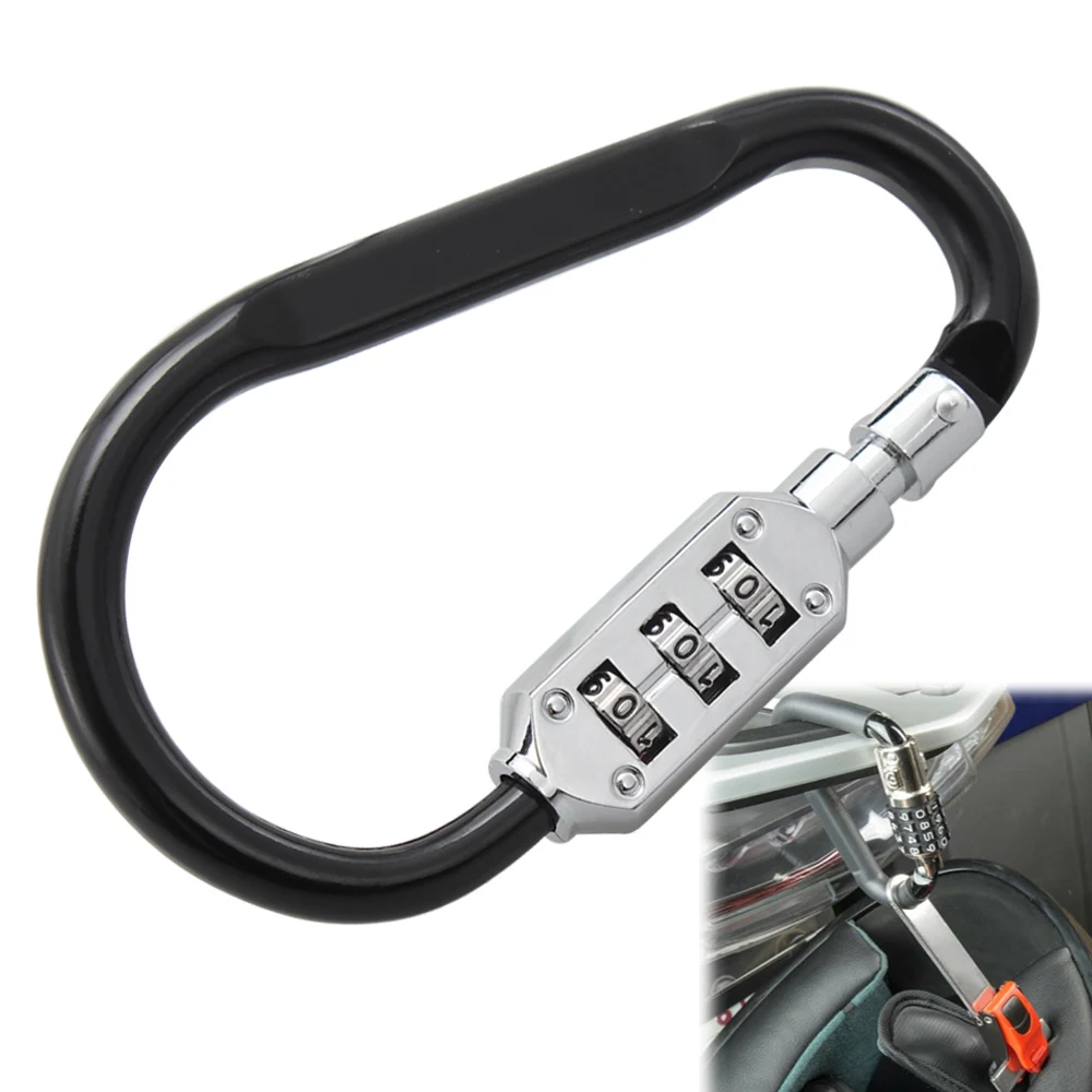 Black Helmet Security Lock T-bar 3-Digit Combination For Harley Honda Kawasaki Yamaha Indian Vespa Dirt Bike Motorcycle Parts