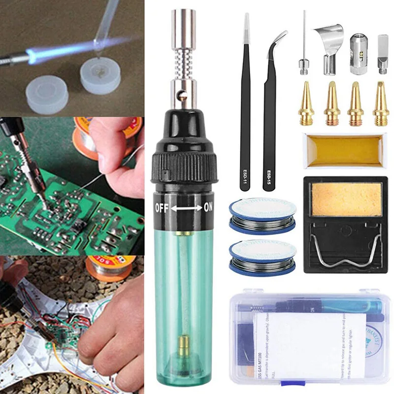 16pcs conveniente tipo di penna saldatore a gas multifunzionale saldatore a gas gonfiabile saldatore a gas set MT-100