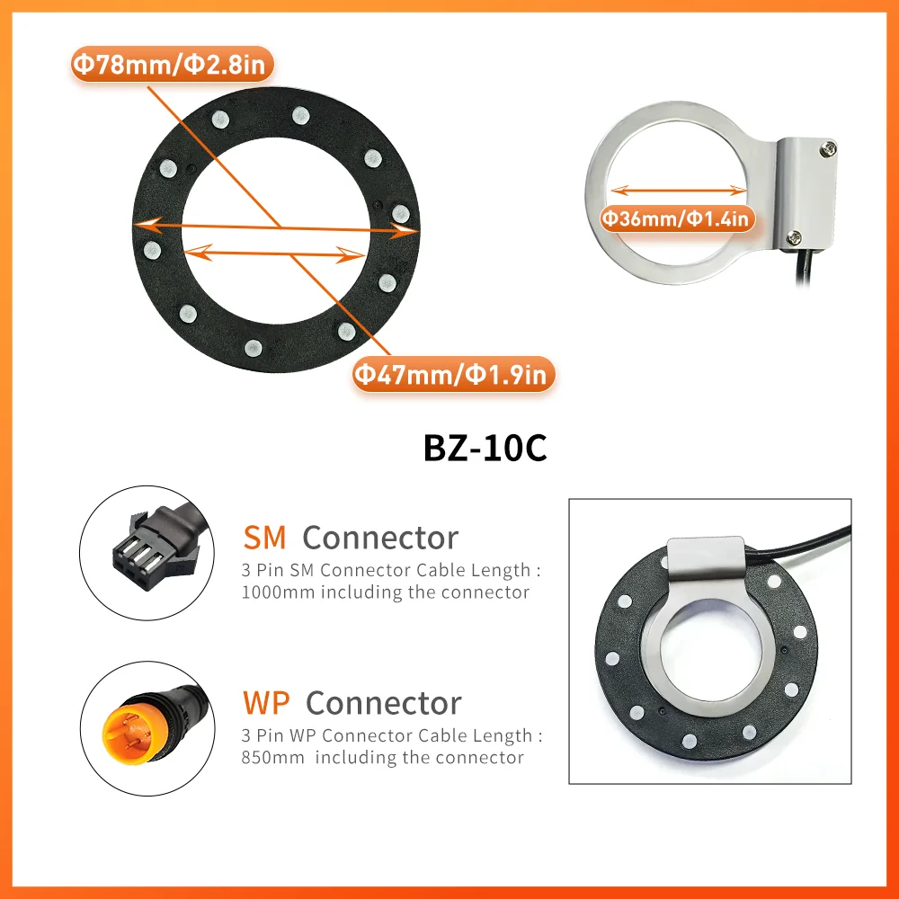 Ebike KT Pedal Assistant Sensor BZ10C SM/Waterproof Interface  PAS Senser For Electric Bike Motor Kit Accessories