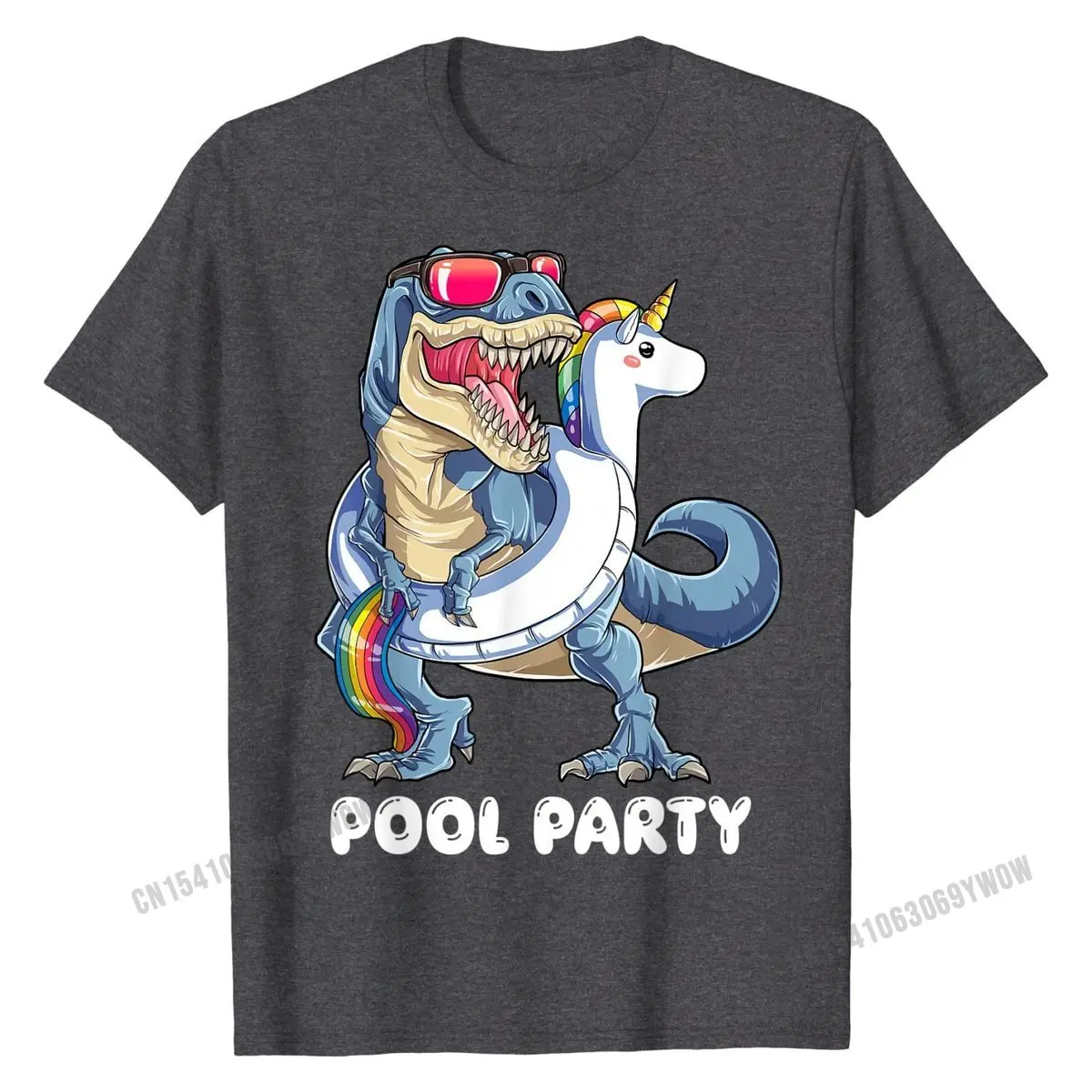 Pool Party Dinosaur Unicorn T shirt T rex Float Rainbow Gift T-Shirt Men Cute Printed On Tops T Shirt Cotton Tshirts Casual