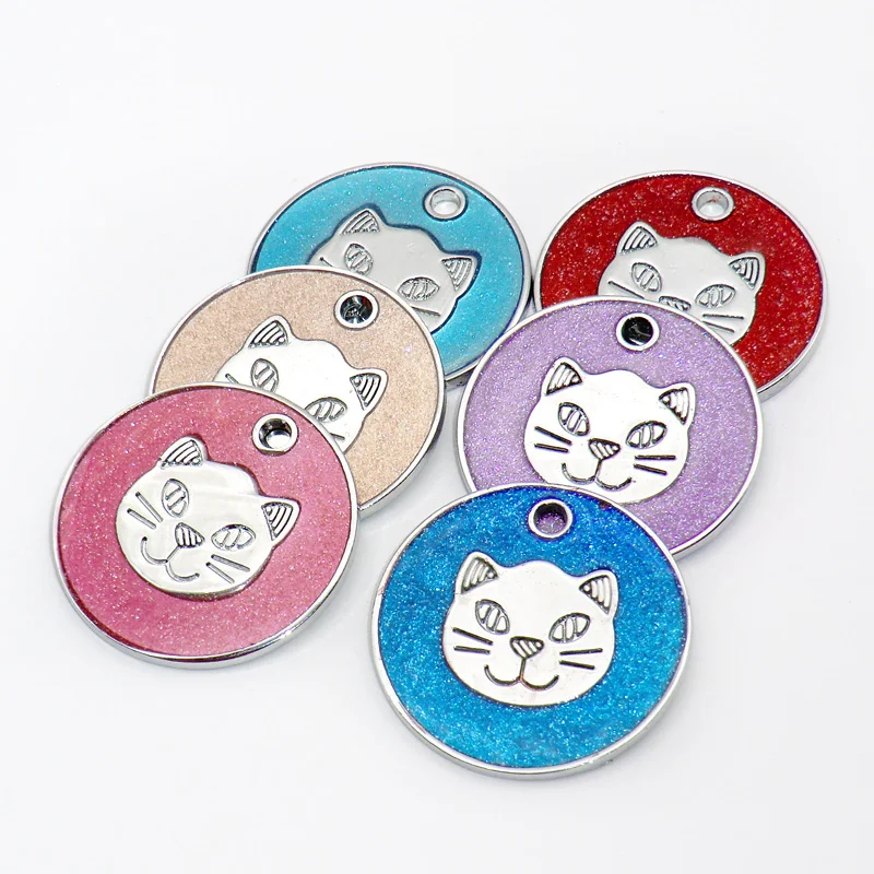 Wholesale 100Pcs Customized Dog ID Tag Pet Personalized Tags Engraved Round Fish Pet Nameplate Pendant For Dogs Cats Blank Tags