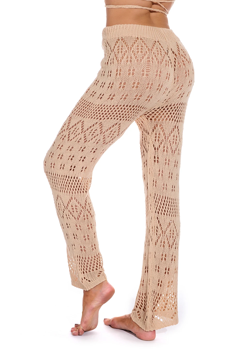 Pantalones largos y lisos para mujer, moda de verano, tejido de