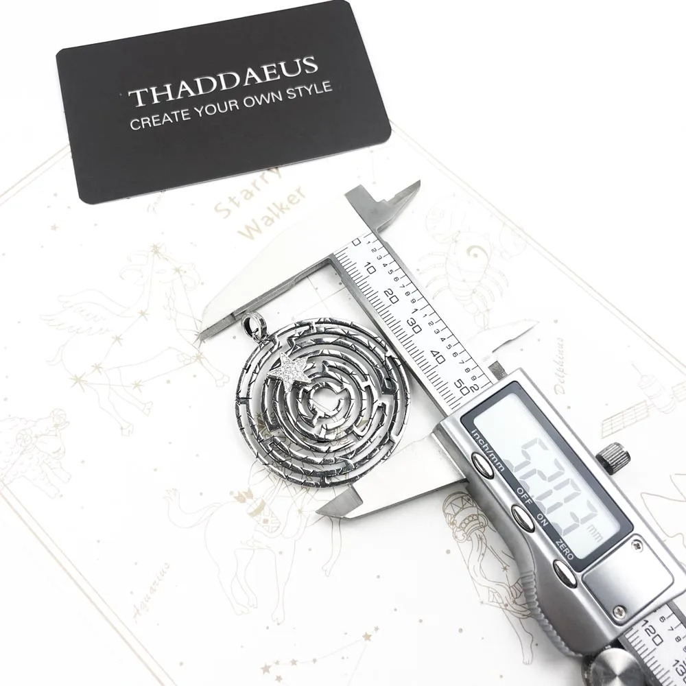 Anhänger Labyrinth mit beweglichem Stern, Sommer, brandneuer Schmuck, Vintage-Stil, 925er Sterlingsilber, Labyrinth-Zubehör, Geschenk für Frauen – Detail 2