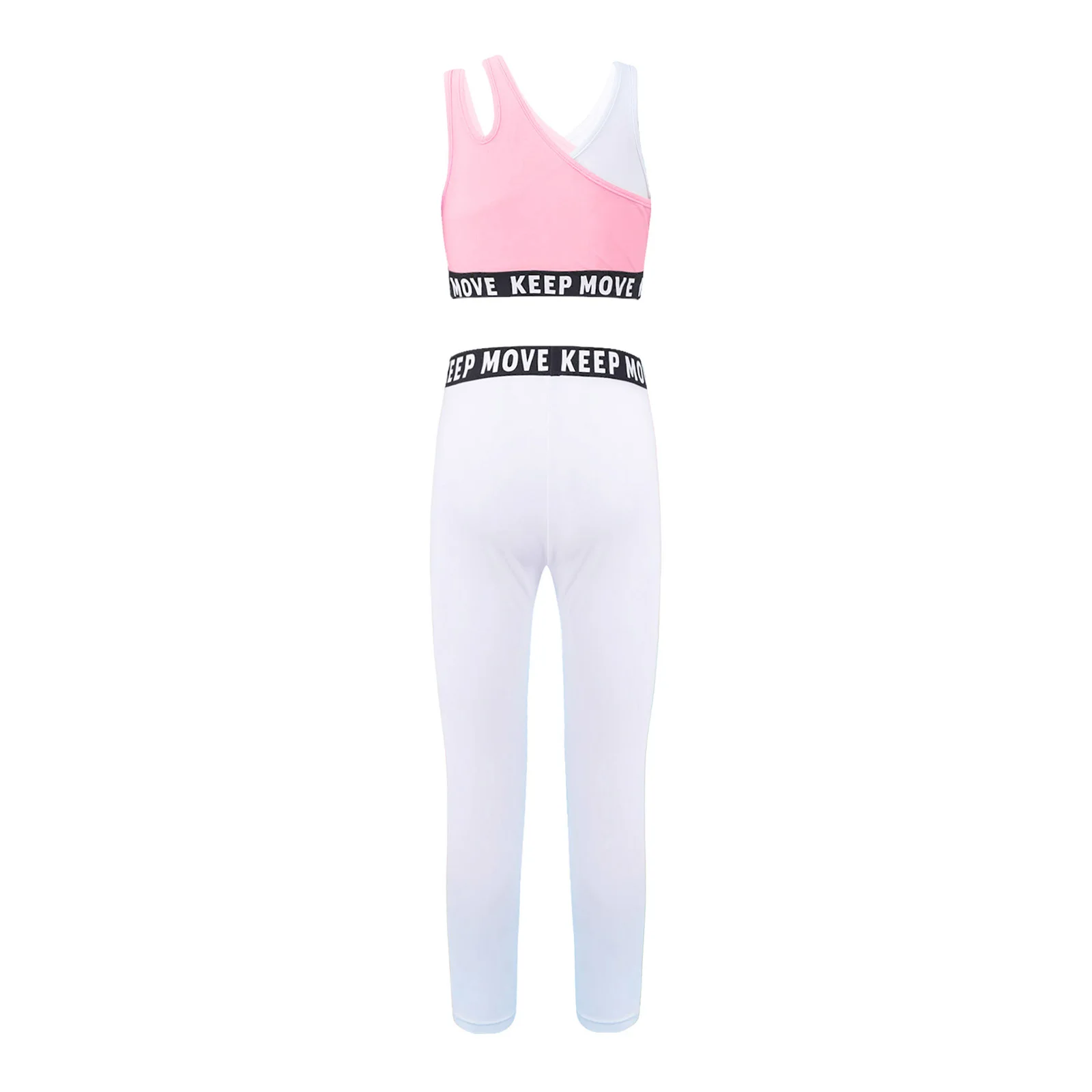 Kids Girls Dance Sport Set Fitness Suit Tracksuit Gym Yoga Clothing Shoulder Straps Crop Sport Vest Top and Pants Set Sportswear