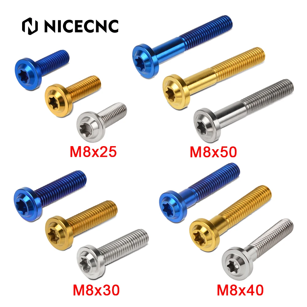 Motorcycle M8x25 M8x30 M8x40 M8x50 Torx Head Screw Fasteners Bolt Ti Alloy Fork Clamp Bolts Disc Brake Rotor Fixing Screws