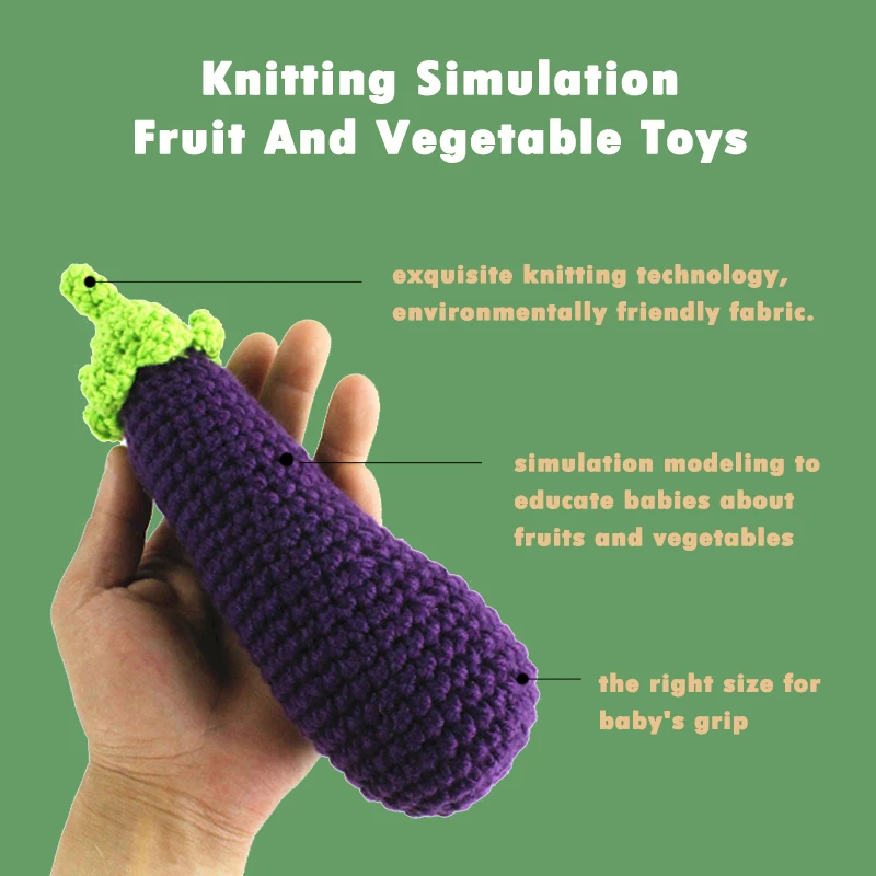 Wool Simulation Vegetables Fruits Toys Knitted Plush Toys Children Play House Pretend Play Vegetables Fruits Props Education Toy