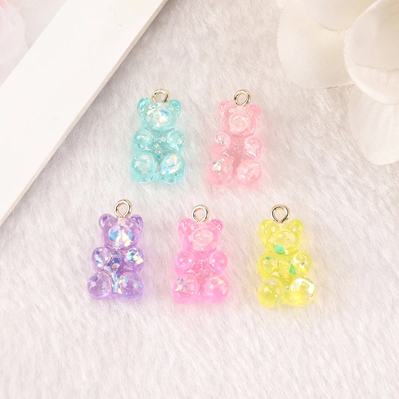 32Pcs 16*10mm Resin Gummy Bear Charms Flatback Findings For  DIY Making