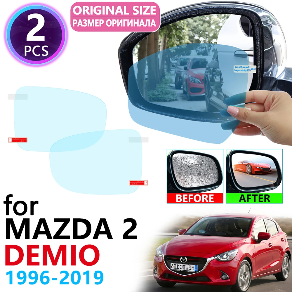 

for Mazda 2 Demio DW DY DE DJ 1996~2019 Full Cover Rearview Mirror Rainproof Anti Fog Film Accessories 2003 2008 2013 2015 2018