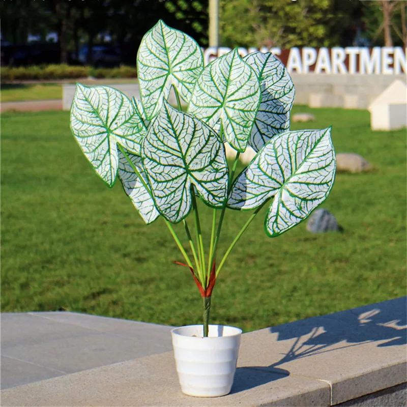 70CM 7 Fork Large Artificial Monstera Plants Tropical Fake Palm Tree Branch Plastic Banyan Leaves Living Room Wedding Home Decor