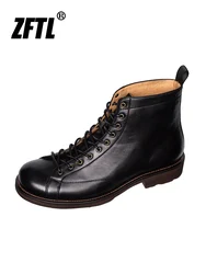 ZFTL Men's Boxing boots Basic Boots Vintage Brand customization Man Casual Lace up Handmade Retro Male Ankle Boots soft Retro