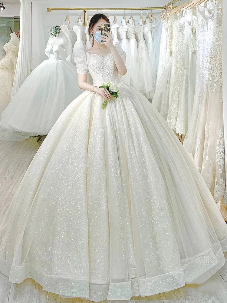 Robe de mariée simple et légère, robe de mariée princesse, robe de Rhbrillante, nouvelle robe de mariée, 2023