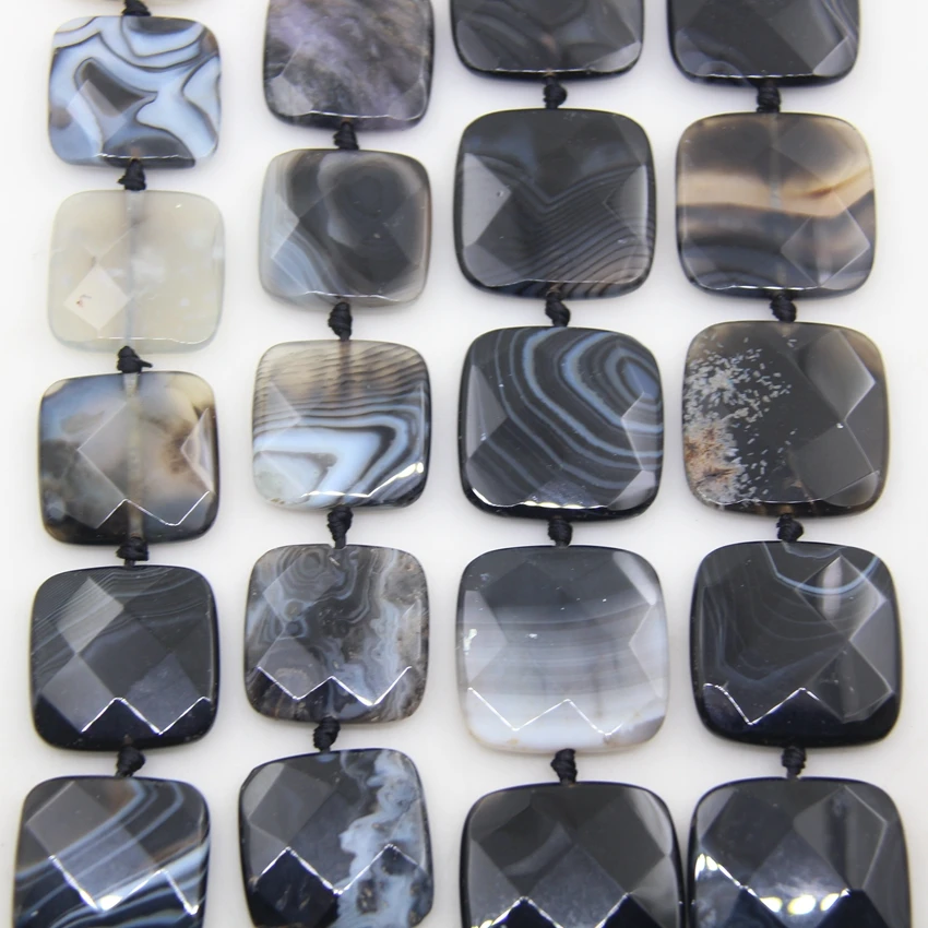 Faceted Square Slabs Striped Onxy Stone,  Druzy Natural Black White Lace Agates,,Used for Pendant Necklaces Bracelet Jewelry Mak