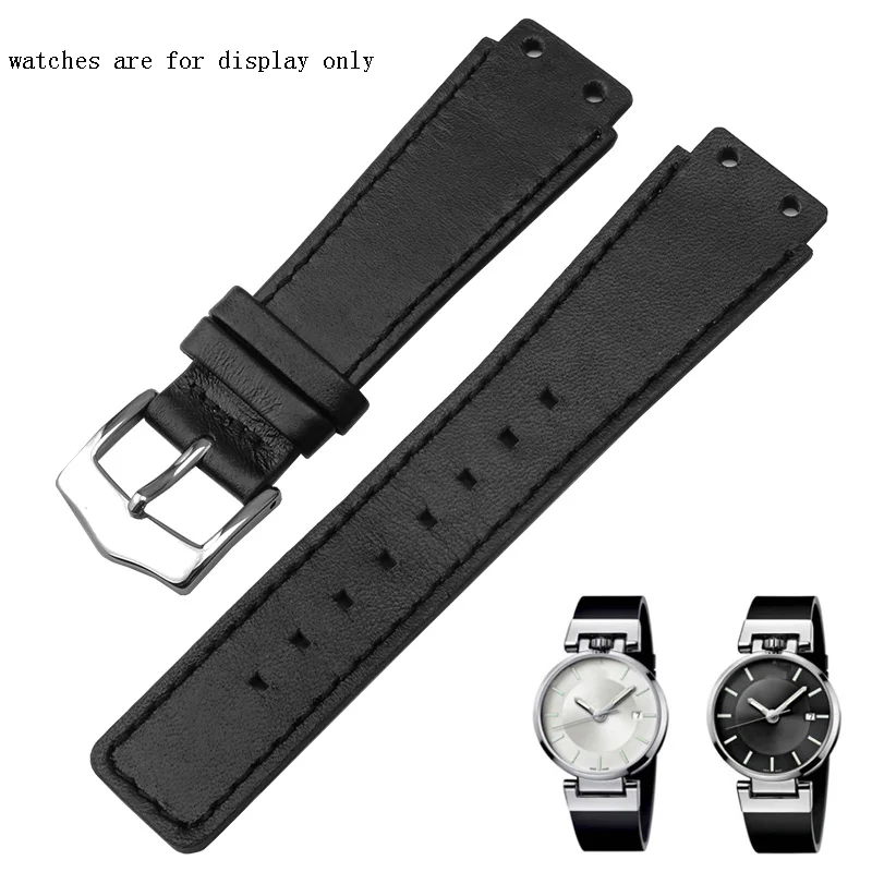 

For CK K4A211C3/K4A211C6 Black Convex Interface Watchband Genuine Leather Strap 21*18mm Men's Watch Accessories