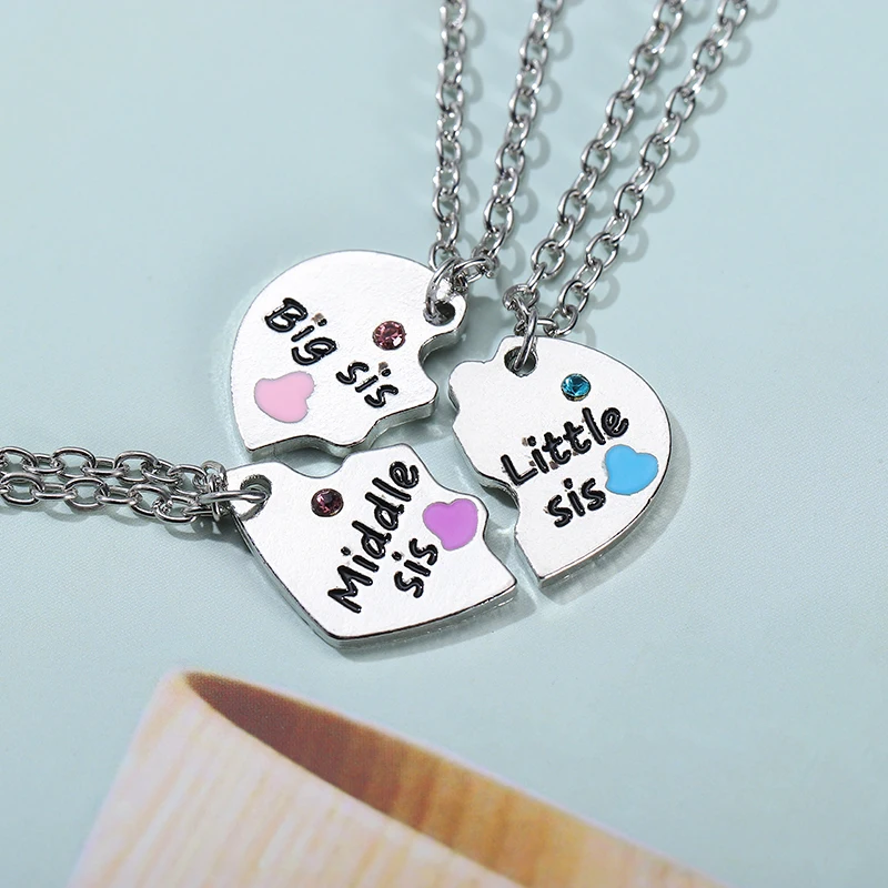 Fashion Best Friends Honey Love Couple Pendant Necklace2 Pcs/ Set  Rainbow Broken Heart Choker Gift Friendship Jewelry Wholesale