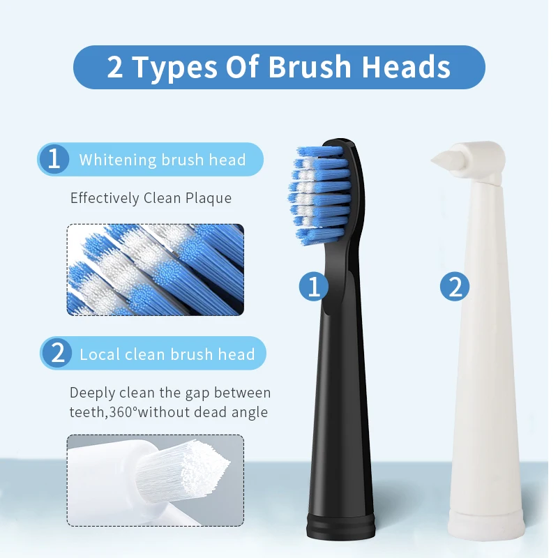 Seago Electric Sonic Toothbrush 360 Days Long Standby Time Waterproof USB Rechargeable with 5 Brush Heads SG575