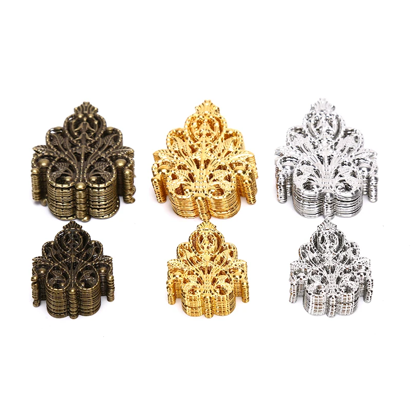 20pcs/set 35mm Filigree Crafts Hollow Embellishments Findings Jewelry Accessories Bronze Tone Ornaments