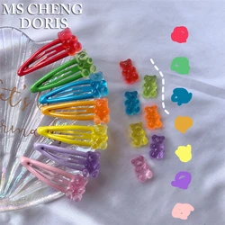 MSCHENGDORIS Women Transparent Cartoon Bear Hairpins Children Barrette Jewelry Party Gift Barrettes For Girls Hairpins Hair Grip