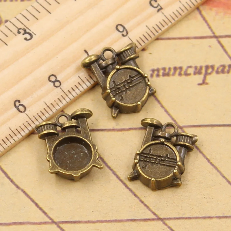 20pcs Charms Drum Kit Musical Set 16x14x4mm Tibetan Bronze Silver Color Pendants Antique Jewelry Making DIY Handmade Crafts