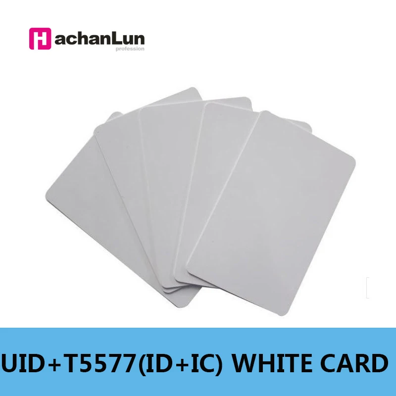 10pcs UID + 5577 RFID Smart white card Dual Chip IC + ID Composite 125KHZ EM4305 13.56MHZ Repeatable Erasable Access Card