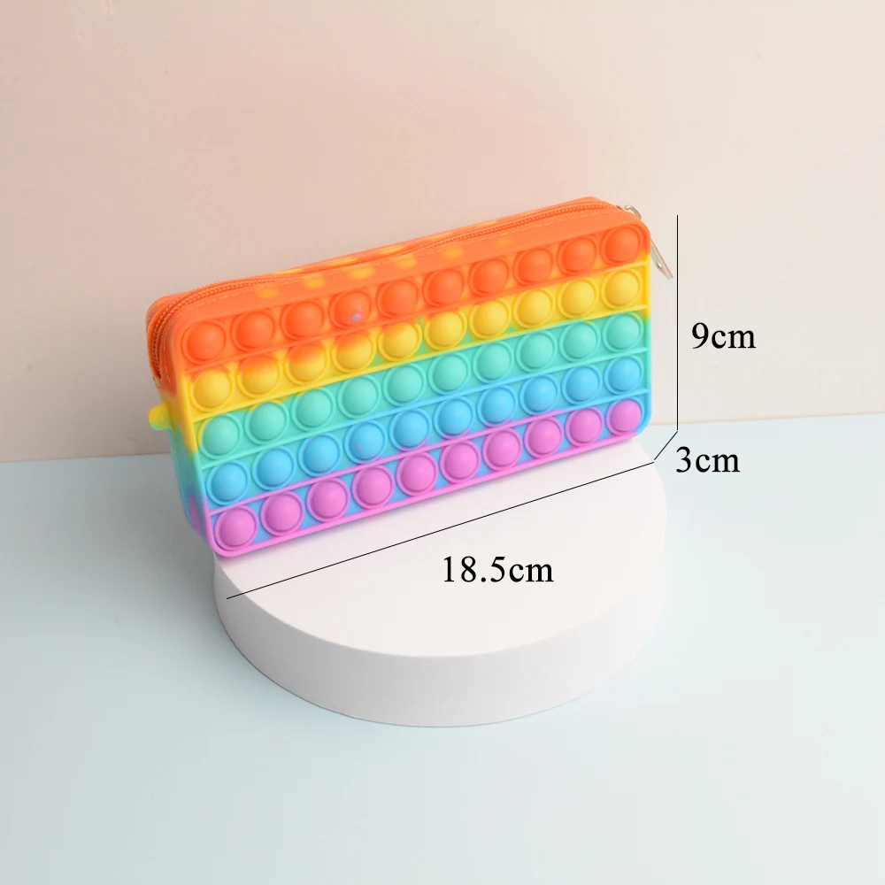 Pop Its Pencil Case Kawaii Stationery Pencil Bags Trousse Scolaire Silicone Pen Case Estojo Escolar Piornik Pencil Pouch