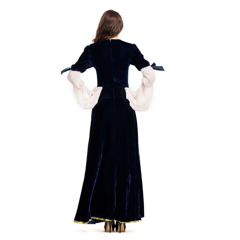 Vestido largo elegante de Reina para Halloween, traje de sirvienta para Cosplay, vestido negro de princesa para mascarada, falda, trajes de Cosplay para fiestas