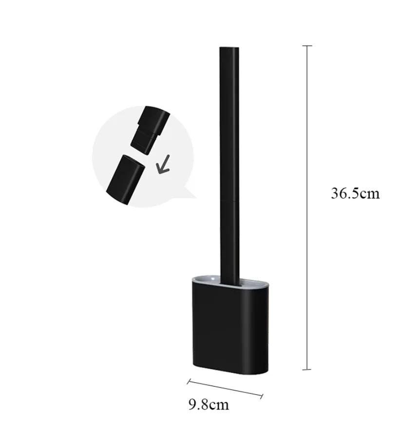 Мягкая силиконовая щетка для унитаза из ТПР с держателем, черная настенная съемная ручка, очиститель для ванной комнаты, прочные аксессуары для унитаза