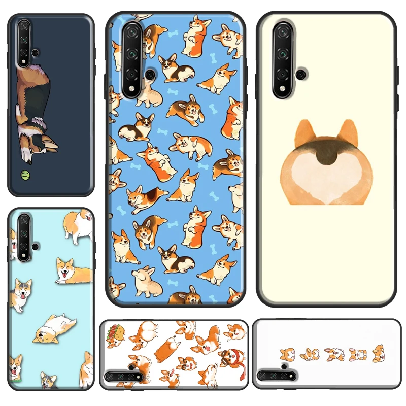 Cartoon Corgi Dog Shiba Inu Case For Huawei Y7 Y6 Y9 2019 Nova 5T Coque For Honor 50 Pro 9X 8X 10i 9 20 10 Lite Shell